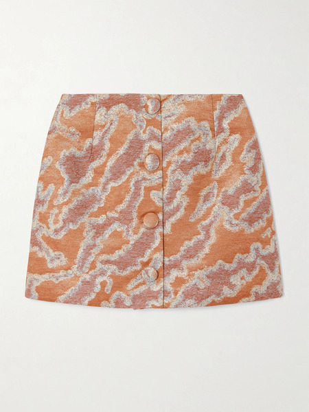  Destree   Lucio Metallic Jacquard Mini Skirt   Orange 