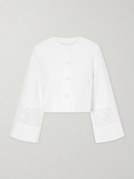  Destree   Ruby Broderie Anglaise Trimmed Cotton Poplin Jacket   White 