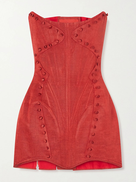  Dilara Findikoglu   Searching For Me Corseted Silk Faille Mini Dress   Red 