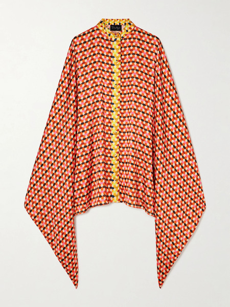  Dima Ayad   Printed Satin Blouse   Orange 