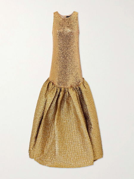  Dima Ayad   Sequined Cloqué Gown   Gold 