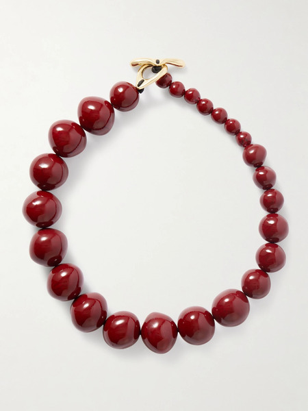  Dinosaur Designs   Boulder Beads Resin Necklace   Burgundy 