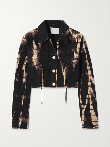  Dion Lee   Cropped Fringed Printed Denim Jacket   Black 