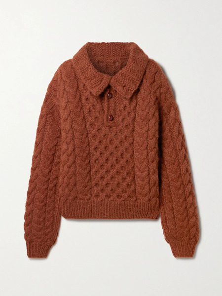  Dôen   Nuage Cable Knit Alpaca And Merino Wool Blend Sweater   Camel 