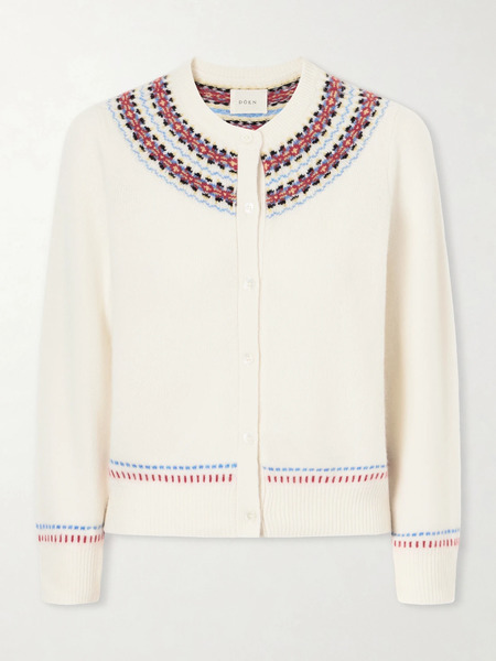  Dôen   Olympe Embroidered Wool And Cashmere Blend Cardigan   Ivory 