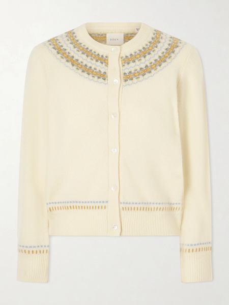  Dôen   Olympe Jacquard Knit Wool Blend Cardigan   Yellow 