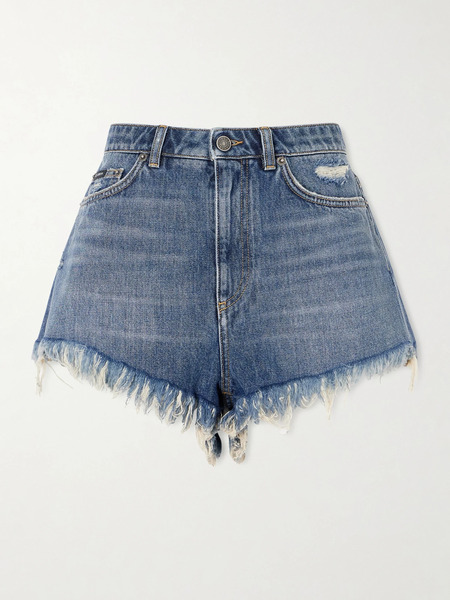  Dolce & Gabbana   Frayed Denim Shorts   Mid Denim 
