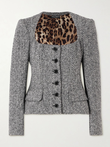  Dolce & Gabbana   Herringbone Wool Jacket   Gray 
