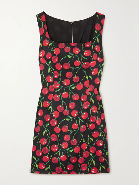  Dolce & Gabbana   Printed Satin Mini Dress   Red 