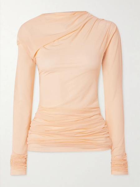  Dries Van Noten   Draped Stretch Mesh Top   Pink 