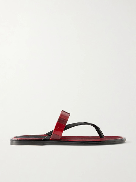  Dries Van Noten   Eel Effect Leather Sandals   Red 