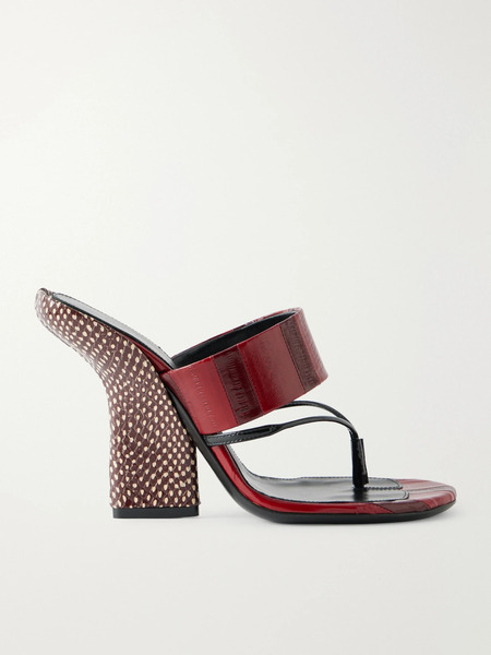  Dries Van Noten   Eel Effect Leather Sandals   Red 