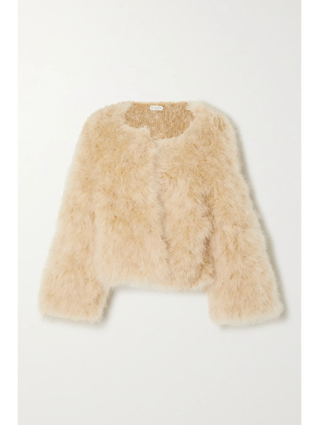  Dries Van Noten   Feathered Wool Jersey Jacket   Blush 
