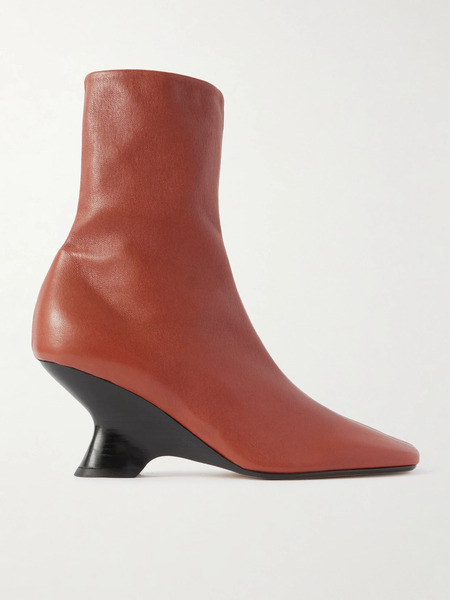  Dries Van Noten   Leather Ankle Boots   Brick 
