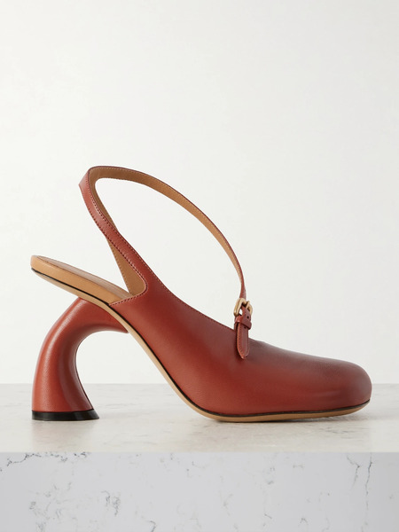  Dries Van Noten   Leather Slingback Pumps   Brick 