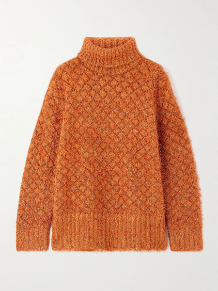  Dries Van Noten   Metallic Wool Blend Turtleneck Sweater   Orange 