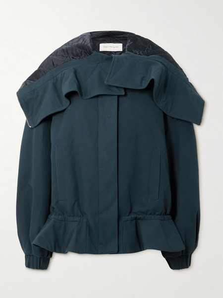 Dries Van Noten   Oversized Cropped Quilted Shell Trimmed Cotton Canvas Bomber Jacket   Navy 