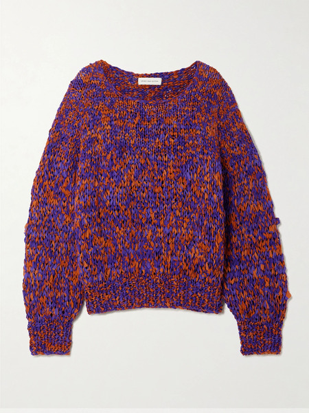  Dries Van Noten   Oversized Frayed Printed Cotton Sweater   Multi 