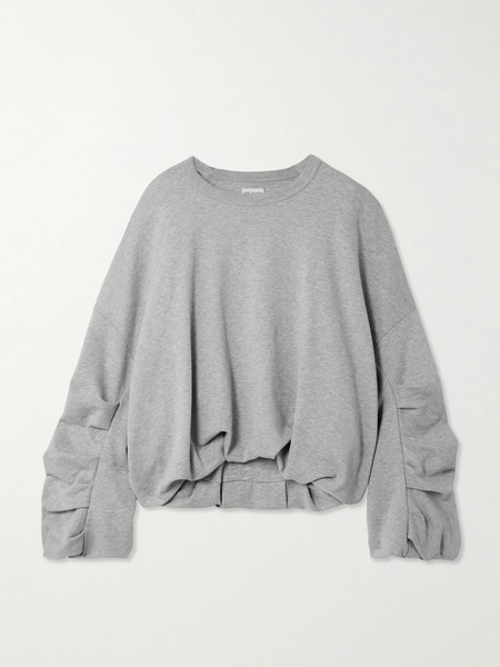  Dries Van Noten   Oversized Gathered Cotton Jersey Sweatshirt   Gray 