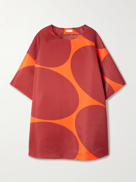  Dries Van Noten   Oversized Printed Taffeta Mini Dress   Orange 