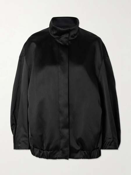  Dries Van Noten   Oversized Satin Bomber Jacket   Black 