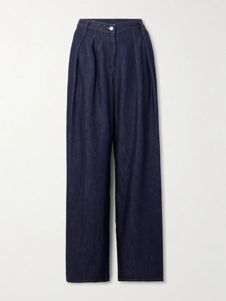  Dries Van Noten   Pleated Denim Wide Leg Pants   Dark Denim 