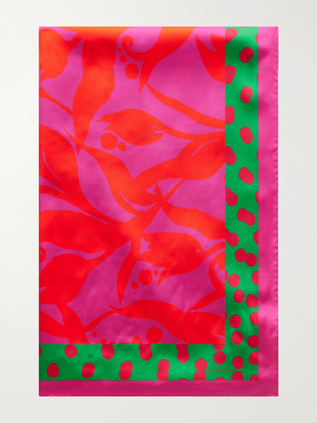  Dries Van Noten   Polka Dot Printed Twill Scarf   Multi 