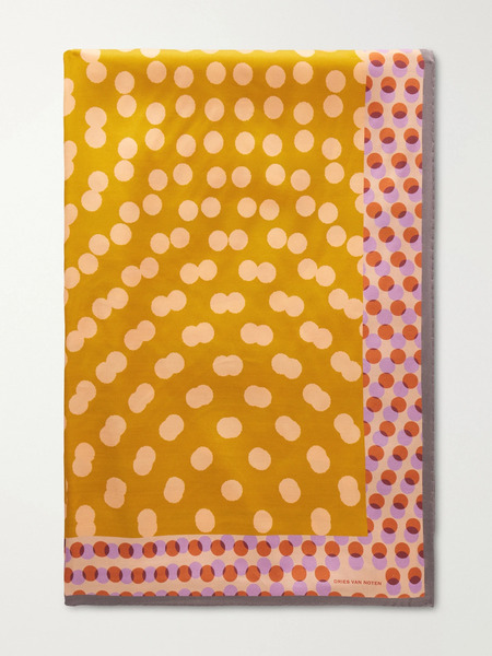  Dries Van Noten   Polka Dot Printed Twill Scarf   Multi 