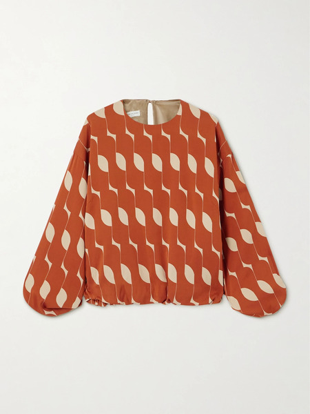  Dries Van Noten   Printed Silk Blend Blouse   Brown 
