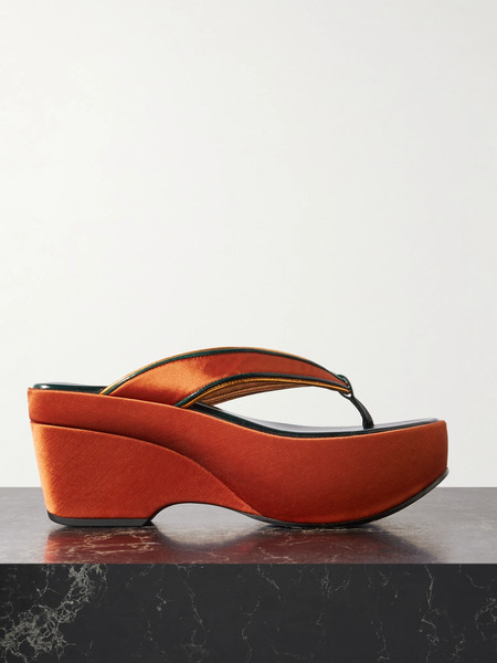  Dries Van Noten   Satin Platform Sandals   Orange 
