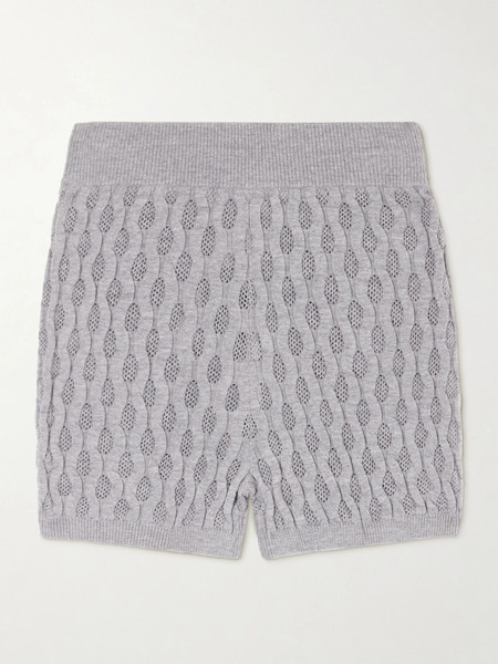  Dries Van Noten   Target Pointelle Merino Wool Shorts   Gray 