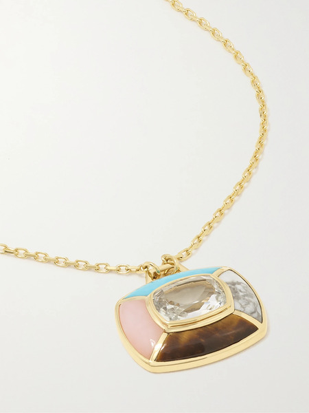  Emily P. Wheeler   + Net Sustain Bernadette Mini Patchwork 18 Karat Recycled Gold Multi Stone Necklace   One Size 