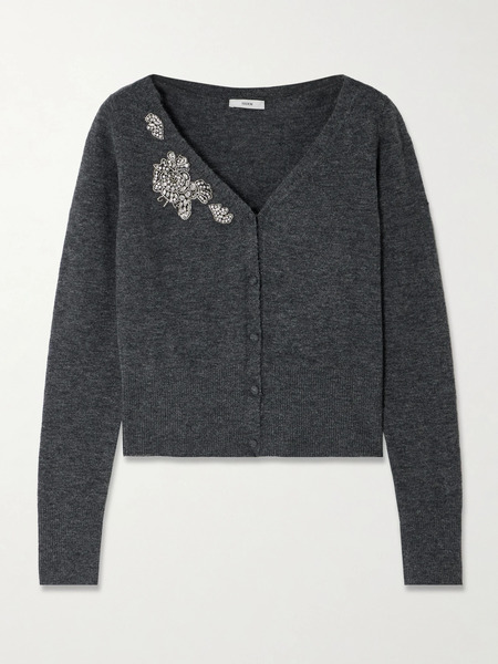  Erdem   Embellished Knitted Cardigan   Gray 