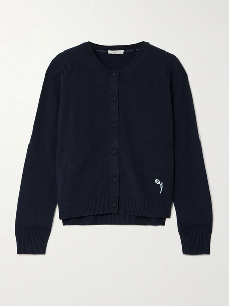 Erdem   Embroidered Cashmere And Wool Blend Cardigan   Navy 