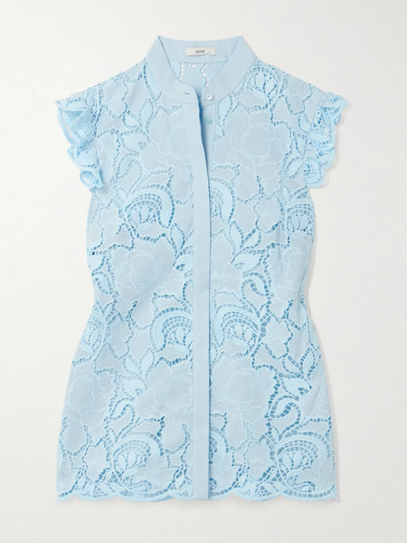  Erdem   Ruffled Broderie Anglaise Poplin Blouse   Light Blue 