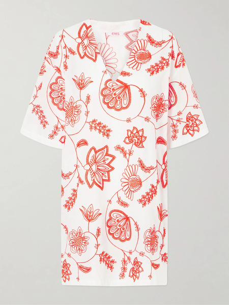  Eres   Embroidered Cotton Blend Mini Dress   Small 