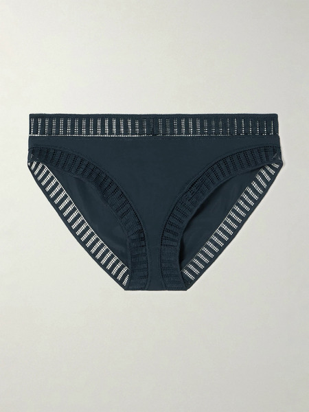  Eres   Jacky Lace Trimmed Stretch Jersey Briefs   Navy 