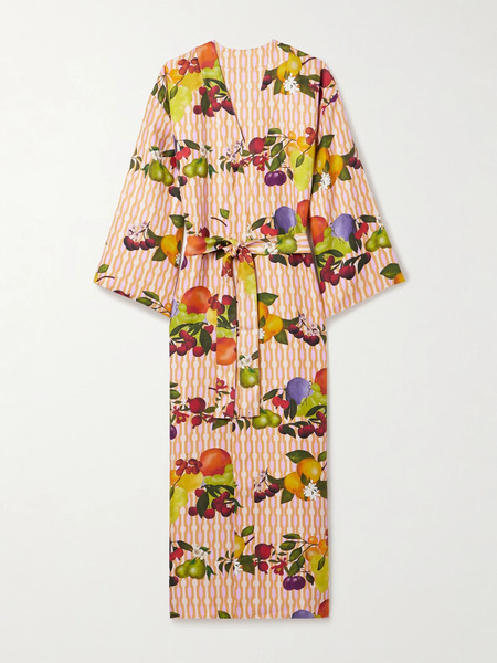  Eres   Saveur Reversible Printed Silk Twill Robe   Multi 