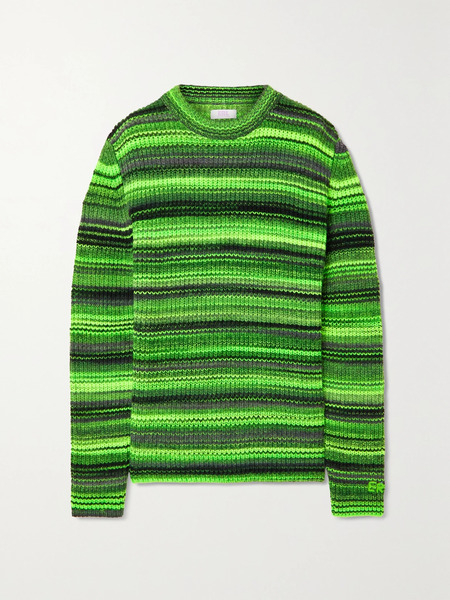  Erl   Striped Wool Blend Sweater   Green 