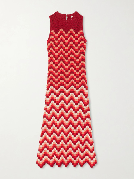  Escvdo   Cuenca Scalloped Crocheted Cotton Maxi Dress   Red 