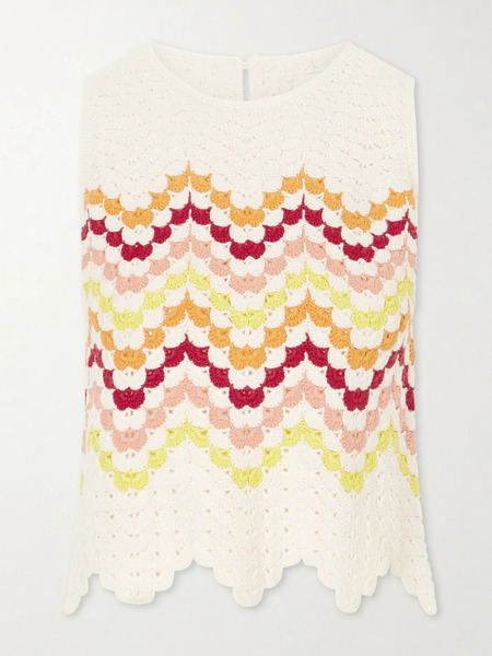  Escvdo   Cuenca Striped Crocheted Cotton Tank   Multi 