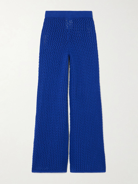  Escvdo   Espina Crocheted Cotton Flared Pants   Blue 