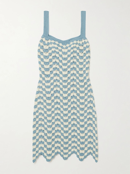  Escvdo   Marea Crocheted Cotton Mini Dress   Blue 