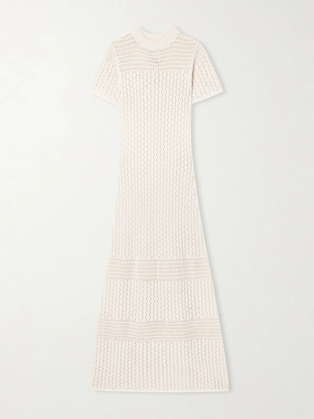  Escvdo   Pallay Open Knit Cotton Maxi Dress   Ivory 