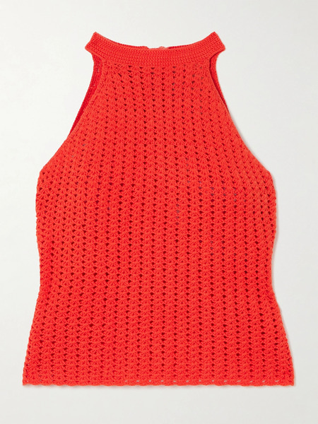  Escvdo   Reflejo Crocheted Cotton Tank   Orange 