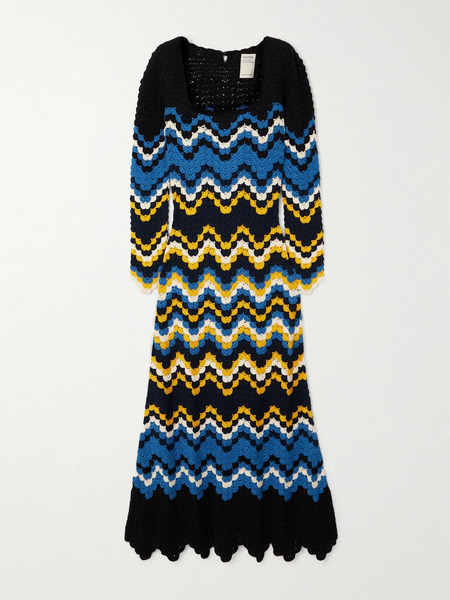  Escvdo   Sumac Crocheted Cotton Maxi Dress   Blue 