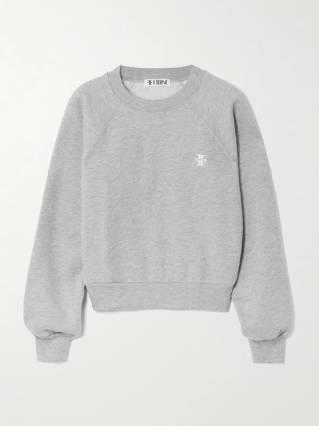 éterne   Embroidered Cotton And Modal Blend Jersey Sweatshirt   Gray 