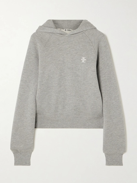  éterne   Embroidered Cotton Blend Hoodie   Gray 