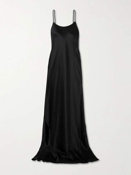  éterne   Eve Open Back Stretch Silk Maxi Dress   Black 