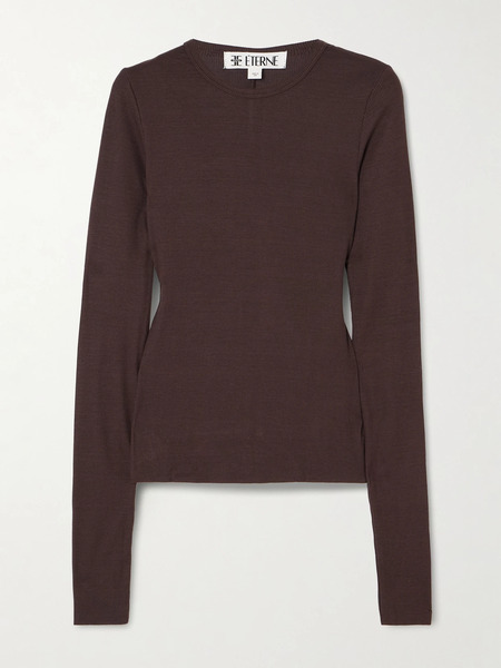 éterne   Ribbed Jersey Top   Chocolate 